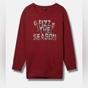 Torrid 2 cranberry sweatshirt, tunic length fizz the season in sequence